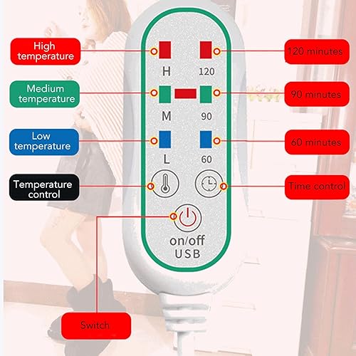 Miniatura 3 de Manta térmica eléctrica, pelusa, gris, 37 x 24.4 pulgadas, 3 ruedas térmicas