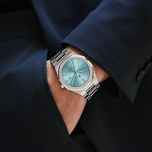 Miniatura 4 de Relojes SAPPHERO para hombres, reloj impermeable para hombre de acero inoxidable octagonal con fecha, reloj de cuarzo de moda, reloj de negocios,