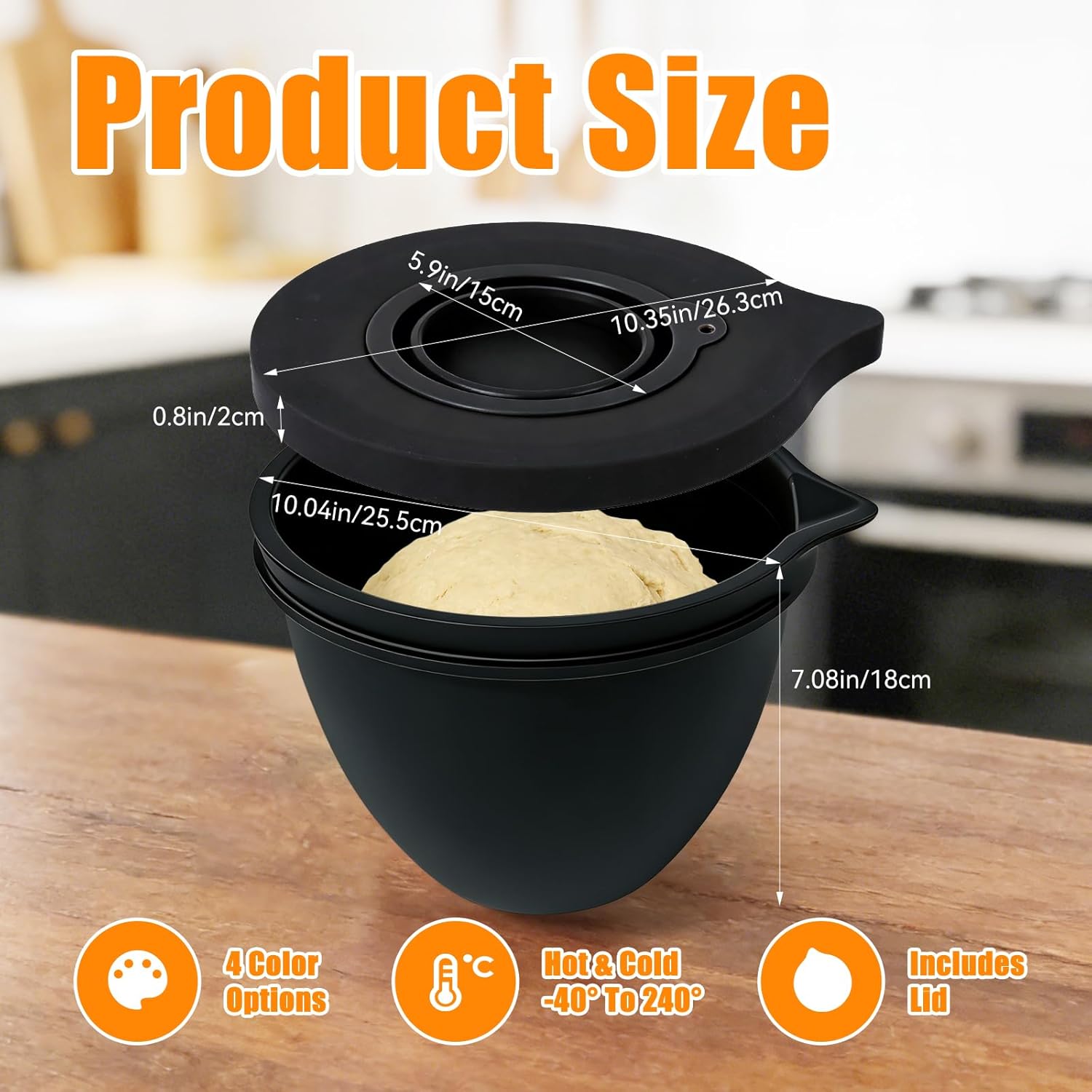 2 Pack Silicone Bowl Liners Compatible with 4.5-5 Quart KitchenAid Tilt-Head Stand Mixers, Thicker Mixing Bowl Inserts, 2 Liners with 2 Lids Fits 4.5-5 Quart Mixing Bowl, Replacement Mixer Accessories