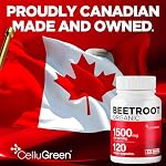 CelluGreen Beet Root Capsules 1500mg — Organic Beetroot for Nitric Oxide & Circulation Support | Energy, Stamina & Heart Health | Whole-Beet, Not Extract | GMP Certified, Made in Canada | 120 Vegan Caps