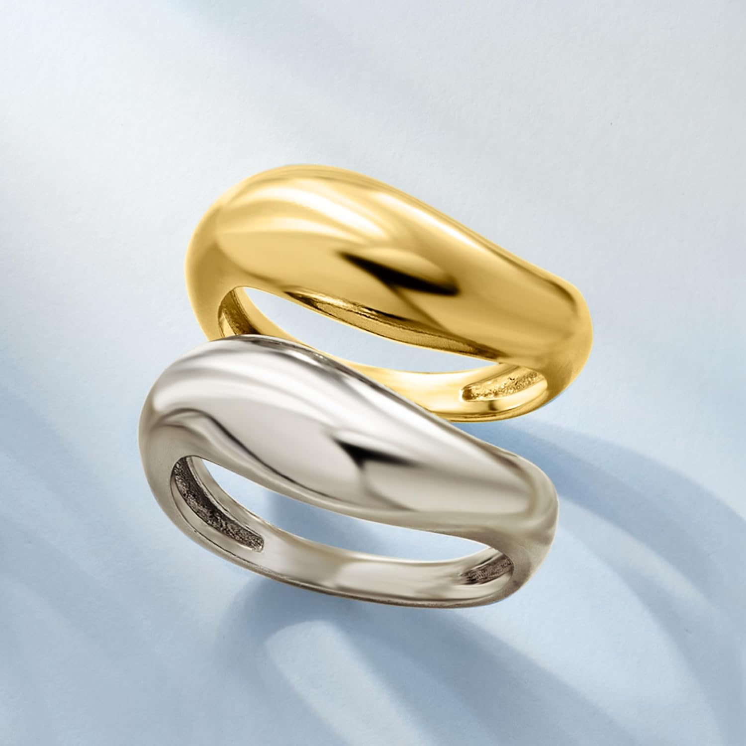 Ross-Simons Sterling Silver and 18kt Gold Over Sterling Jewelry Set: 2 Sculptural Rings