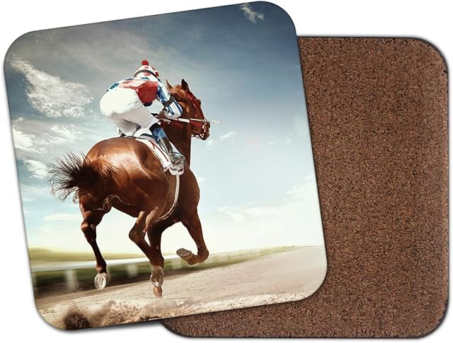 1 x Horse Racing Coaster - Equestrian Horses Jockey Sports Equine #13263