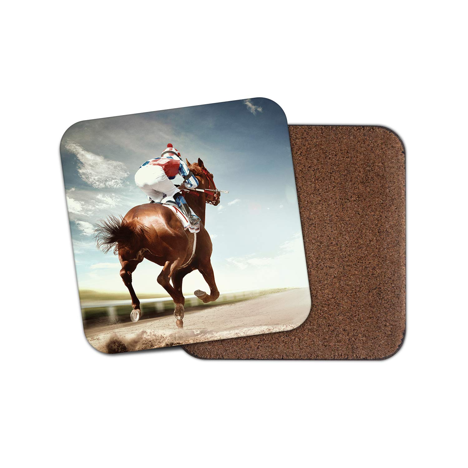 Destination Vinyl Ltd Multicolor 1 X Horse Racing Coaster - Equestrian Horses Jockey Sports Equine #13263…