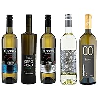 Vista 1 de Muestra blanca sin alcohol – Cinco (5) botellas de 25.4 fl oz cada una – con Elivo Cardio White, Lussory Airen, Zero Zero White, Bianco Dry