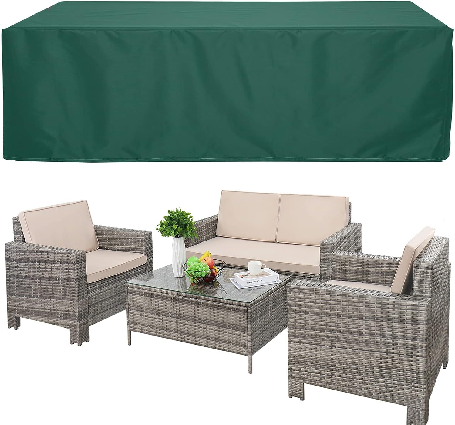 Garden Furniture Cover Square 48x24x36in, Waterproof, Windproof, Anti-Uv, Heavy Duty Rip Proof 420d Oxford Fabric Patio Set Cover, Garden Table Cover, Rectangular