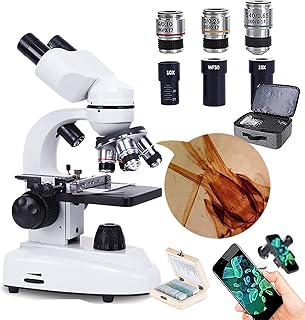 MicroscóPio Binocular, Ocular: Wf10x/Wf50x + Lente Objetiva: 4x 6x 10x 60x, (30000x/50000x/70000x) + Bolsa De Luxo + Suporte Para Telefone, Para LaboratóRio Escolar,30000X