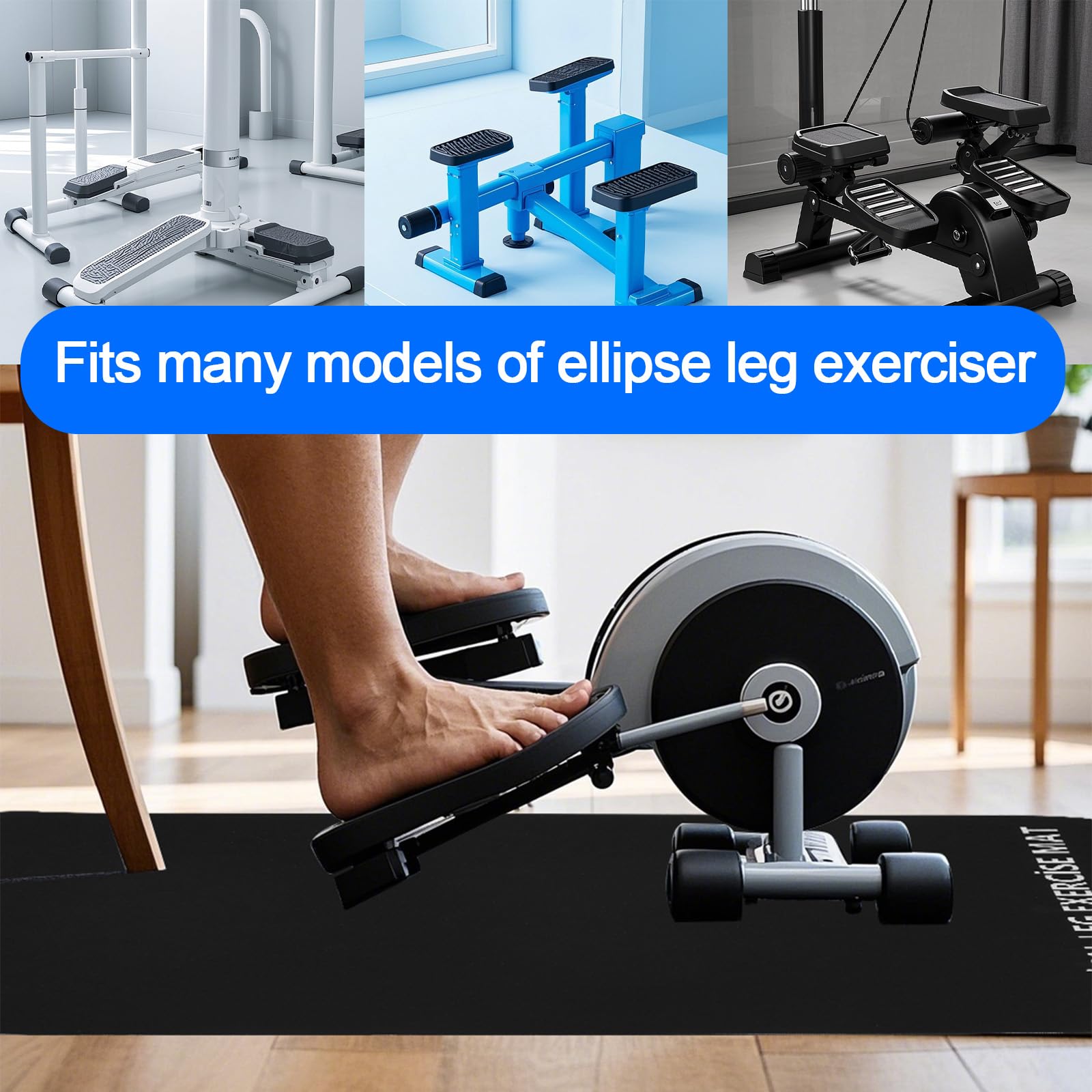 Gosknor Esterilla Elipse para Ejercicios de Piernas, 60 x 40cm Antideslizante Esterilla Entrenamiento Máquinas Elípticas Escritorio, para Uso Doméstico Oficina, Estabilidad y Protección el Suelo
