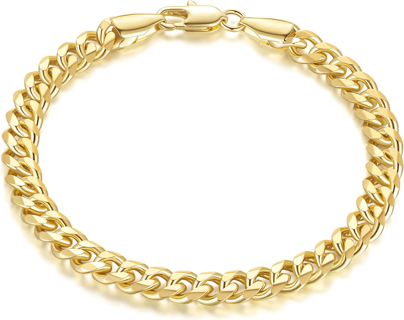 ERIN MARIE 14K Gold Bracelets for Women Men 6mm Cuban Link Bracelet for Men