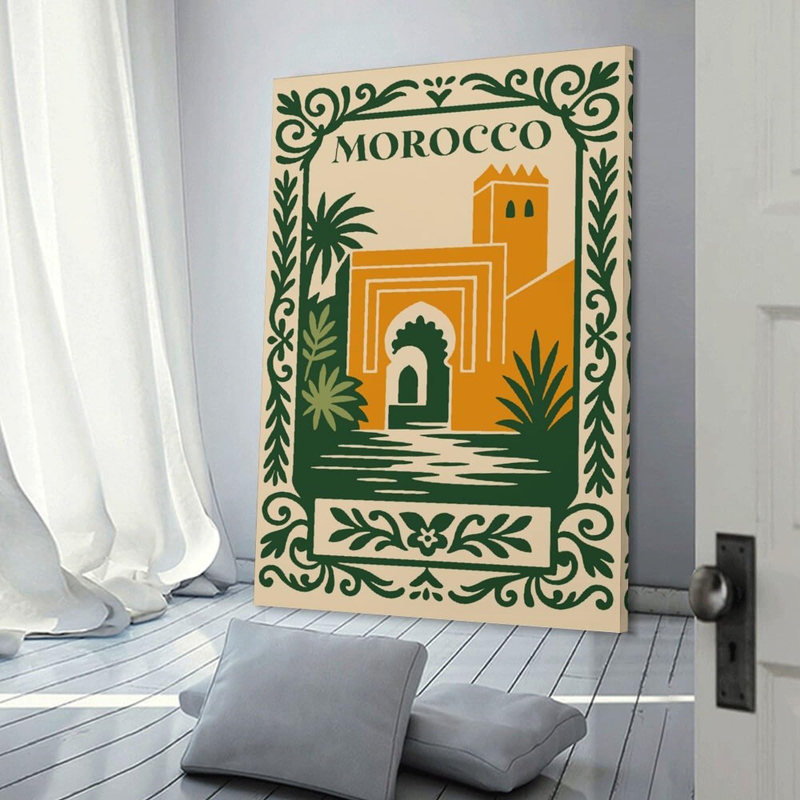 Junmoney Morocco Travel Decorative Wall Artwork, 24x36inch(60x90cm), for Work Areas, Reading Rooms Or Studios, Wall Art That Adds Style to Work Areas
