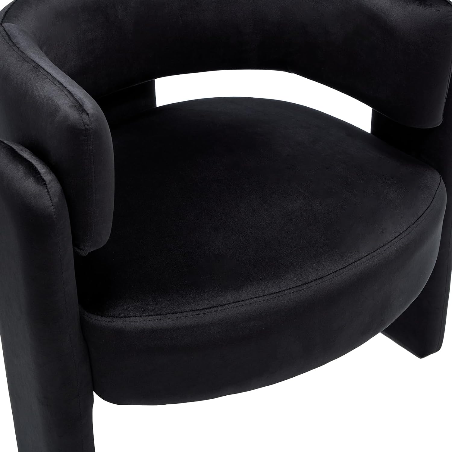 Barrel Accent Chairs Set of 2, Mid Century Modern Upholstered Living Room Chairs with Wooden Legs, Comfy Velvet Reading Arm Chair for Bedroom, Makeup Room, Black