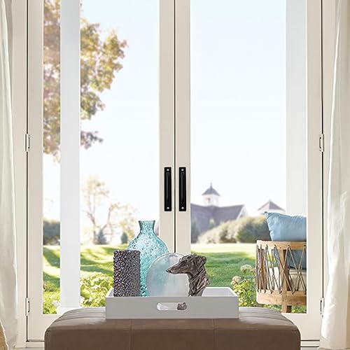 Vista 6 de Semetall Paquete de 2 manijas de puerta tipo granero de 5.039 in (5 pulgadas) con orificio central de aleación de aluminio sin perforaciones