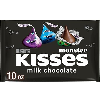 HERSHEYS KISSES Milk Chocolate Monster Foil, Candy Bag, 10 oz
