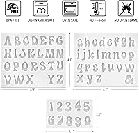 Vista 2 de 3 moldes de silicona para letras, moldes antiadherentes para fondant de números y letras para chocolate, dulces, decoración de pasteles, decoración
