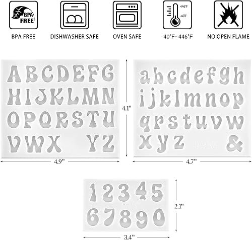 Miniatura 2 de 3 moldes de silicona para letras, moldes antiadherentes para fondant de números y letras para chocolate, dulces, decoración de pasteles, decoración