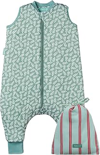 molis&co - Baby Schlafsack mit Füßen 2.5 TOG - Ganzjahres Schlafsack - Babyschlafsack mit Beinen - 100% Baumwolle (Oeko-TEX 100), Winterschlafsack Premium Qualität - Green Garden (70 cm)