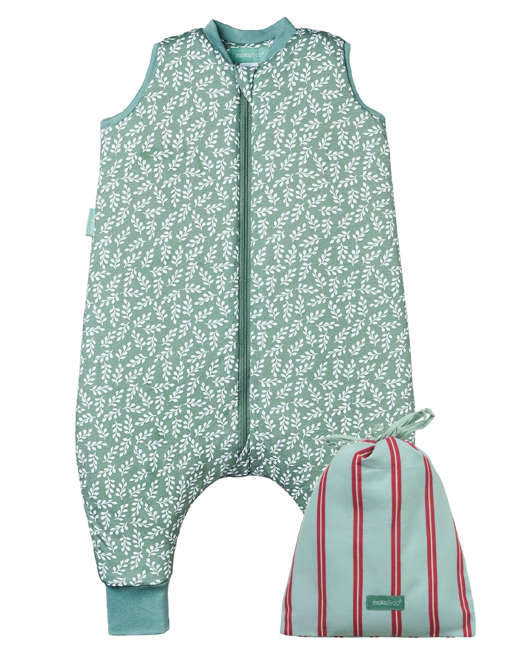 molis&co. Pijama Manta. 2.5 TOG. 2 años. Ideal para Entretiempo e Invierno. Green Garden. 100% algodón.