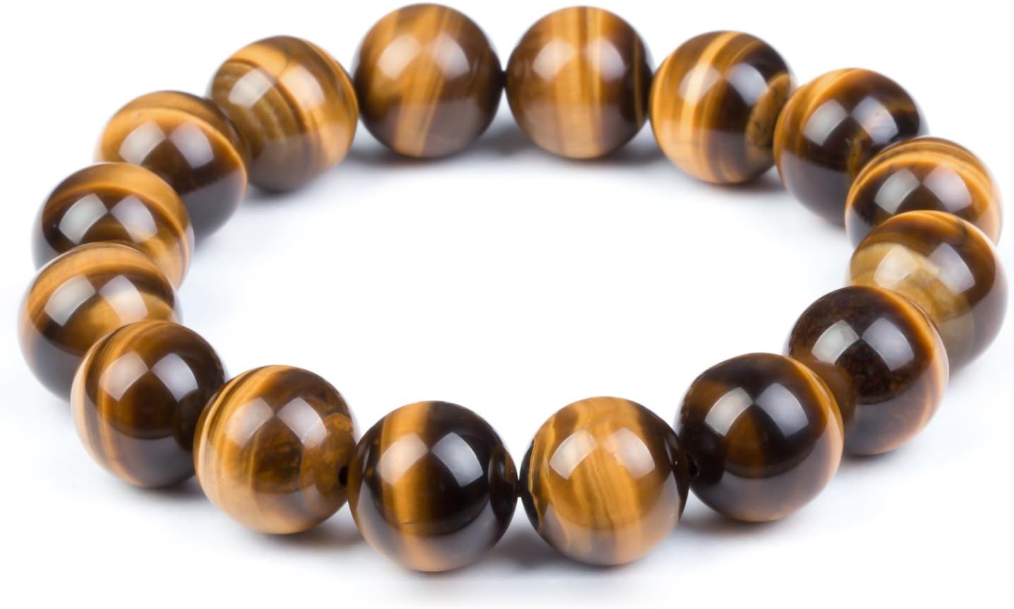 Fashion Month Mens Womens 6-20mm Beads Brown Tiger Eye Beaded Lucky Gemstone Stretch Bracelet Unisex Wrist