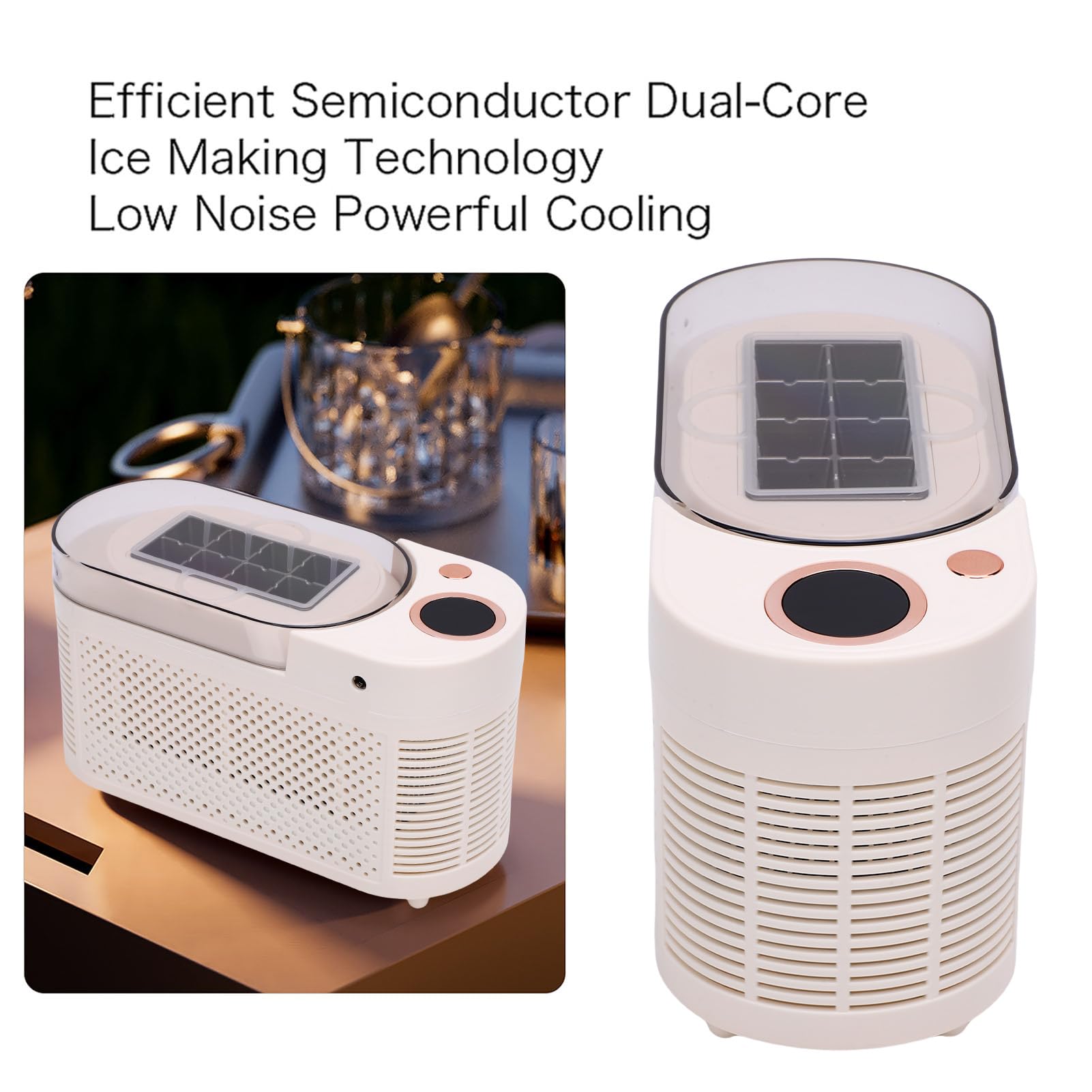 Fabricante de Hielo de Encimera, 120W 8 Cubos en 10-15 Minutos Compacta Fabricante de Cubos de Hielo Maker de Hielo para Acampar, Viajar y Actividades Al Aire Libre (Enchufe de