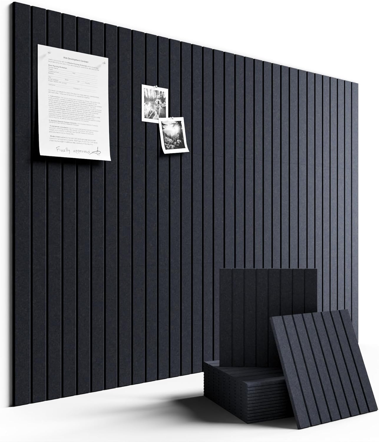 AMIGO 120x90cm Große Filz Pinnwand Selbstklebend,Filzboard Memotafeln Memo Boards mit Bulletin Board Wanddekoration für Büro Küche, Fotos Memos,Schwarz