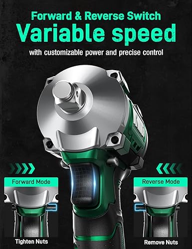 Miniatura 5 de KIMO - Llave de impacto inalámbrica de 1/2 pulgada con par máximo de 814N.M, ajuste de 3 modos, 3000 RPM, pistola de impacto 1/2 con cargador rápido