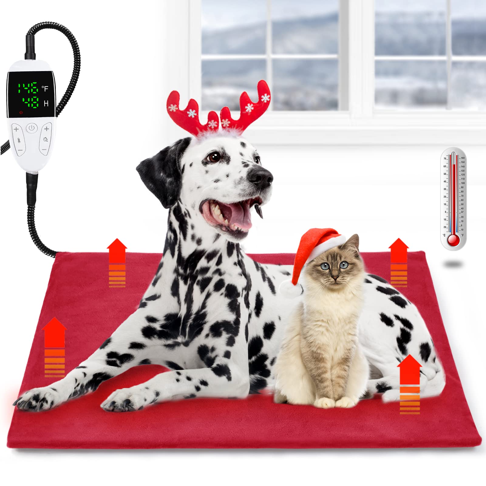 Pet Heating Pad, Upgraded Temperature 86?146? Adjustable Heated Dog