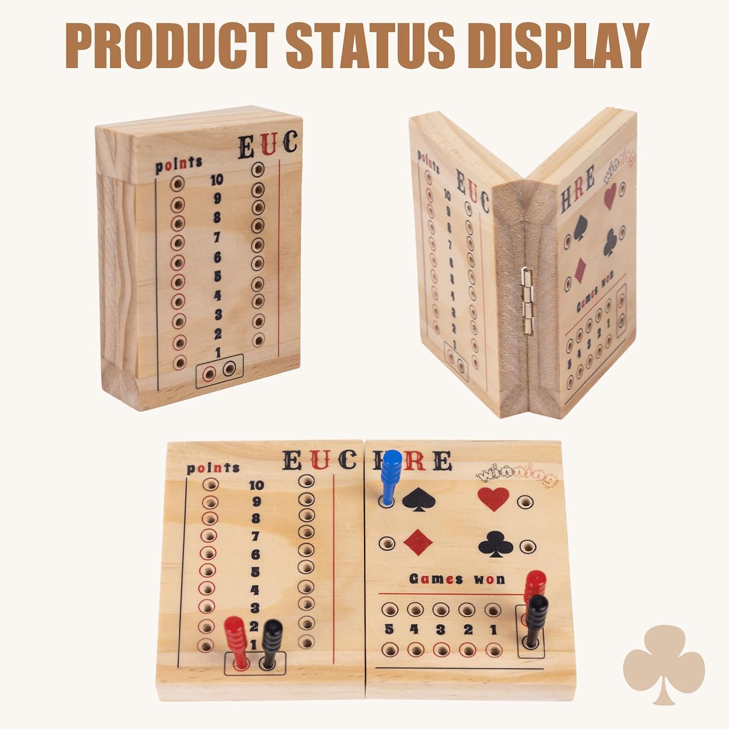 Premium Wooden Foldable Euchre Scoreboard,Exquisite Design, Clear Prints,Thick and Durable Wooden Material,Euchre Game Accessories,Great Tool for Bridge Cards