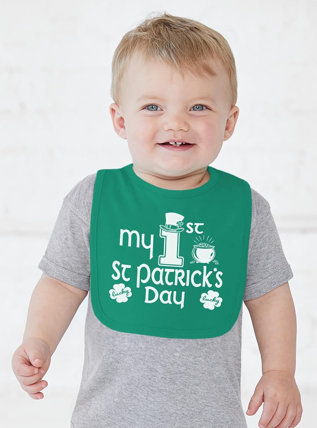 Aiden's Corner St. Patrick’s Day Baby Bibs – St. Paddys Day Irish Lucky Charm – Green Infant Feeding Drool Bib