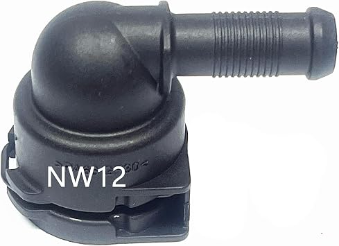 90 Degree Coolant Hose Connector - NW12 Quick Connect Fitting Elbow for Turbo, Heater Core & Radiator Compatible with BMW, X3, X5, 5 Series, 3 Series, Audi, VW, Mercedes-Ben, Porsche, Land Rover, MINI