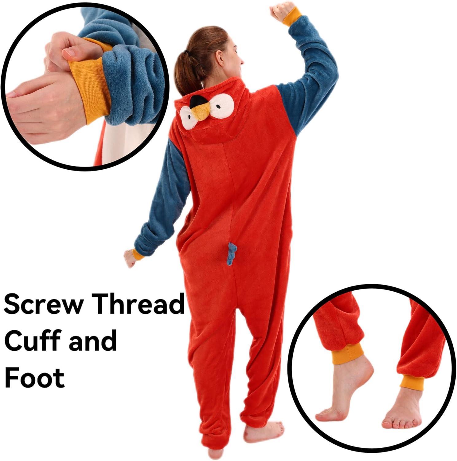 COSUSKET Snug Fit Unisex Adult Onesie Pajamas, Flannel Cosplay Animal One Piece Halloween Costume Sleepwear Homewear - Image 5