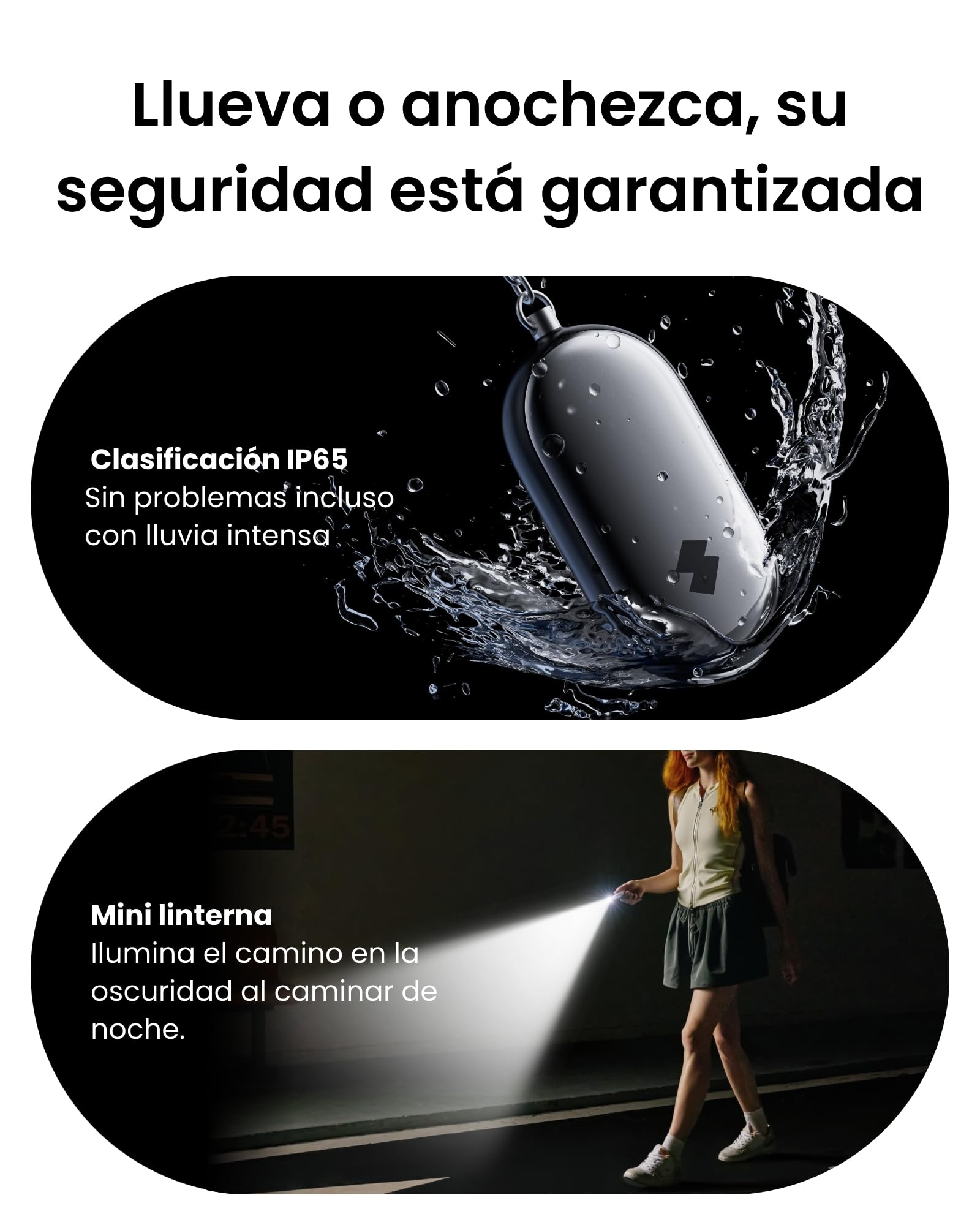 SwitchBot Alarma de Seguridad Personal, 130dB Sirena con Luz LED Estroboscópica, Llavero de Autodefensa IP65 con Alertas de Ubicación, Ideal para Mujeres, Niños y Ancianos, Negro