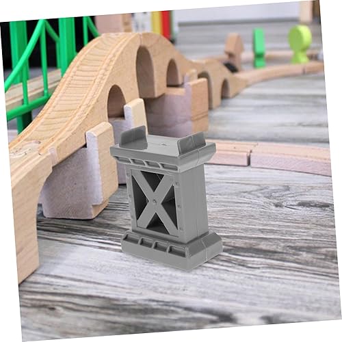 Miniatura 8 de Muelle de tren de madera, 6 Uds. Muelle de tren de madera Puente de pista de tren de madera Soportes para niños Juguete de madera para tren Soporte