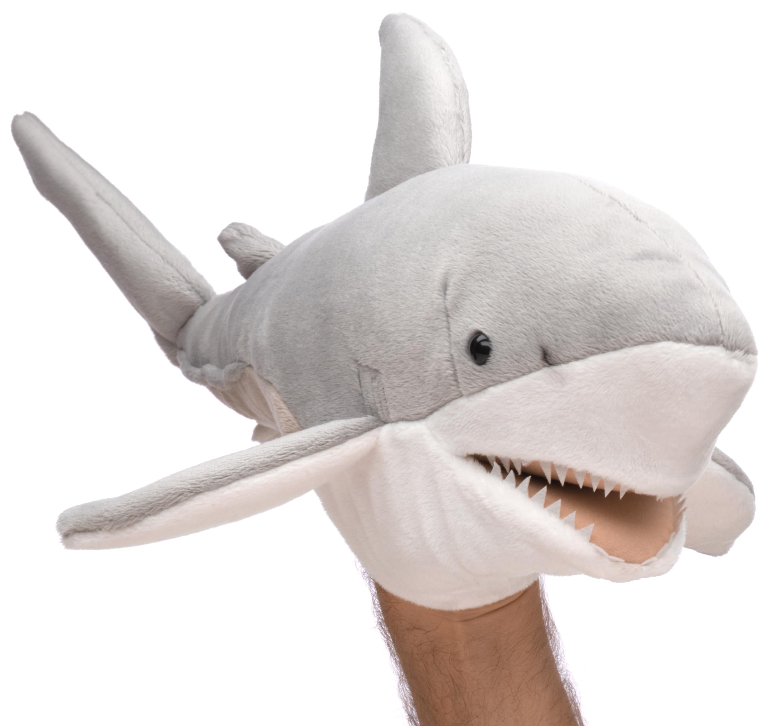 Uni-Toys - Handpuppe Hase (weiß) - 24 cm (Höhe) - Plüsch-Puppe, Kaninchen - Plüschtier, Kuscheltier - 5