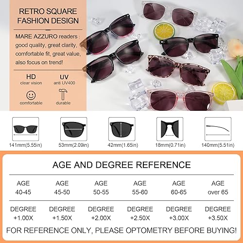 Miniatura 5 de MARE AZZURO Lentes de sol para mujer 50 75 100 125 150 175 200 225 250 275 300 325 350 375 400 (negro, 2.00)