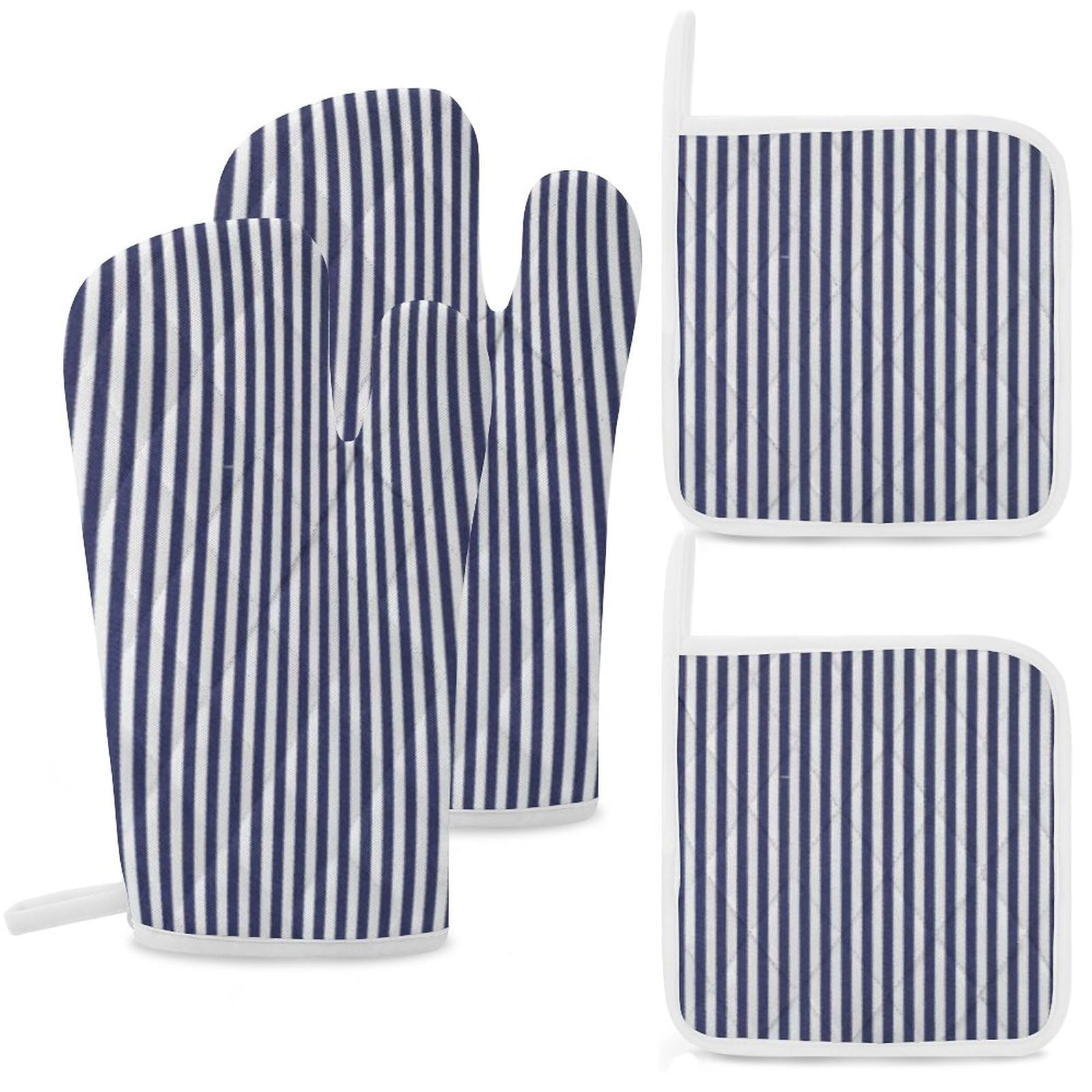 4Pcs Oven Mitts and Pot Holders, Heat Resistant Oven Mitts Gloves Set Kitchen Hot Pads for Cooking Grill