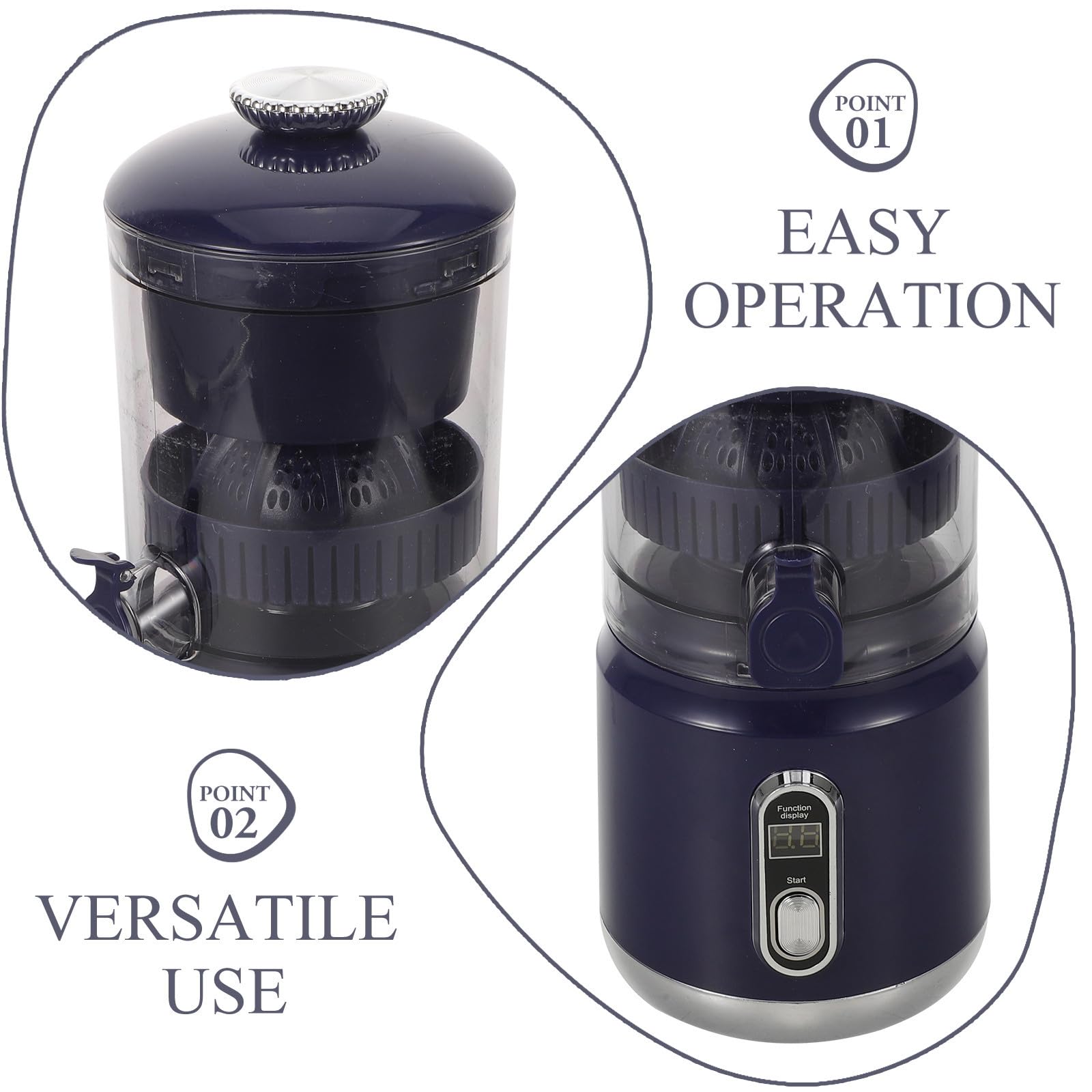 Toyvian Exprimidor de Frutas Portátil, Exprimidor de Cítricos Portátil, Plástico, 600ml, 45 W, 110mm, para Frutas Cítricas y Otras, Uso en Oficina y Hogar