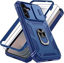 Pilaru 3 in 1 for Samsung S25 FE case |With Front Frame| [2 Separate Screen Protectors] & Kickstand Ring & Camera Cover Military Grade Drop Shockproof Protection for Galaxy S25 FE,Blue