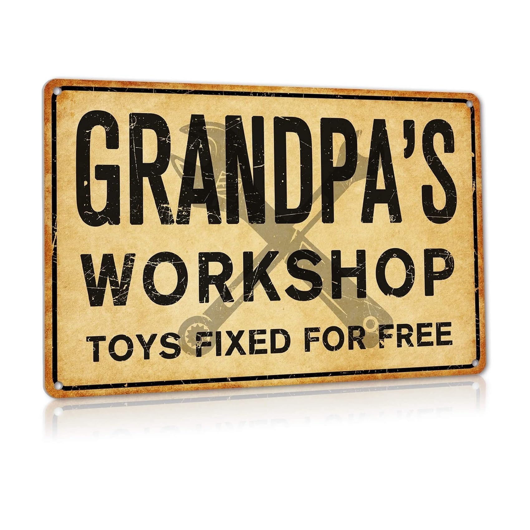 MCQWOMFQAK Funny Workshop Sign Vintage Aluminum Metal Sign for Garage Wall Art Grandpa Dad Mechanic Gift Humorous Workshop Decor 8 X 12 in