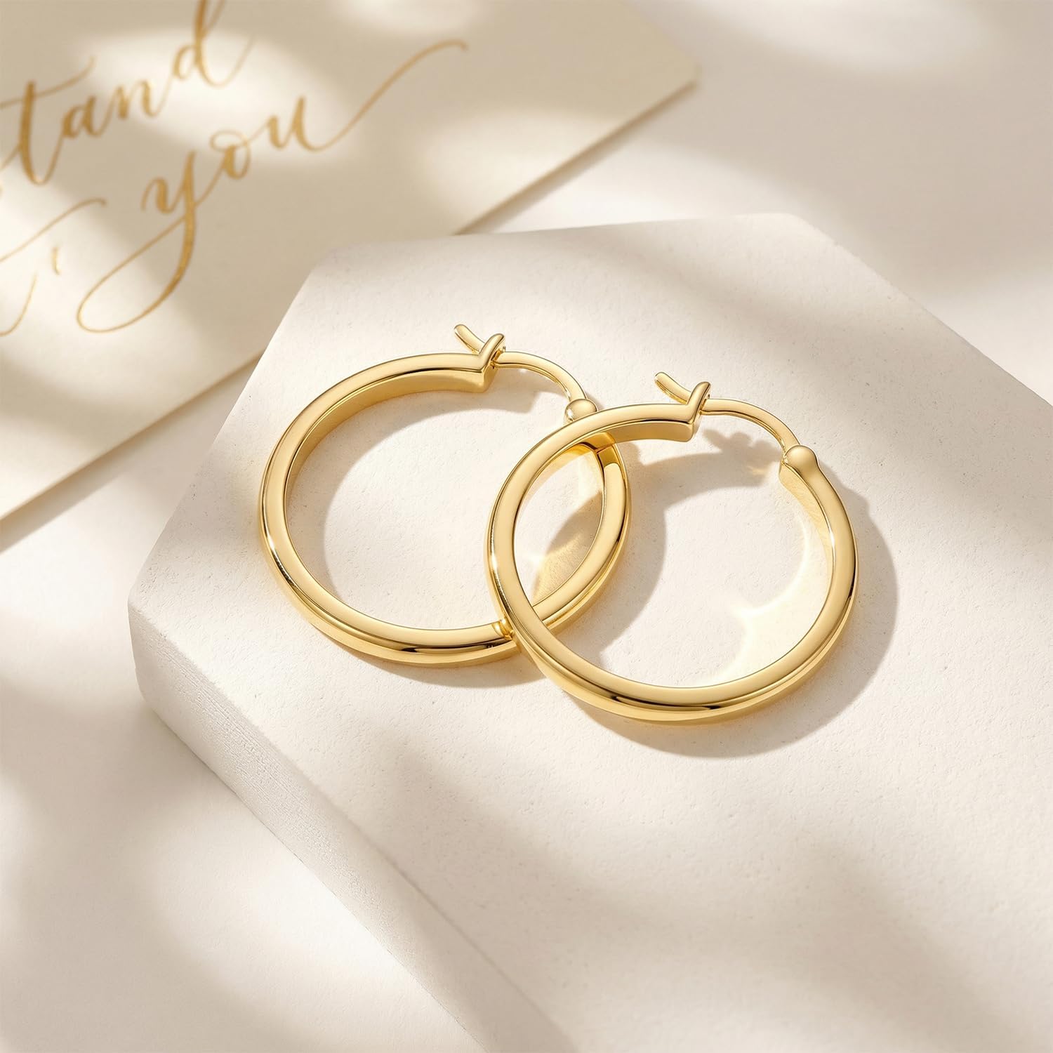 Gold Hoop Earrings 14K Gold Earrings for Women 14K Gold Hoop Earring for Women Hoops Simple Design with Beautiful Look Hoops Earring for Womens 20/25/30/40mm