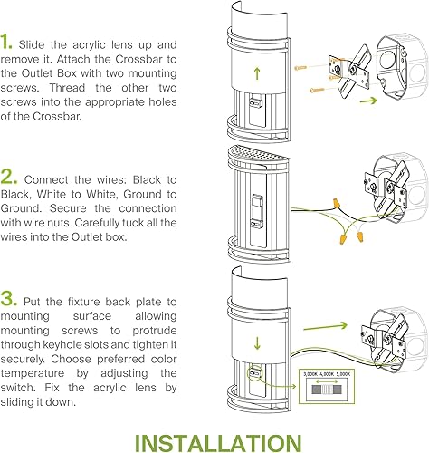 Miniatura 7 de ASD Lámpara LED de montaje en pared para interiores, iluminación moderna de pared interior negra mate, 10 pulgadas, 3000 K, 4000 K, 5000 K,