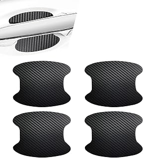 4 PCS Car Door Door Bowl Sticker, Anti-Scratch Wear-Resistant Carbon Fiber Pattern Paint Protection Sticker, Modification Replacement Accessory, Suitable for Most Cars (Black)
