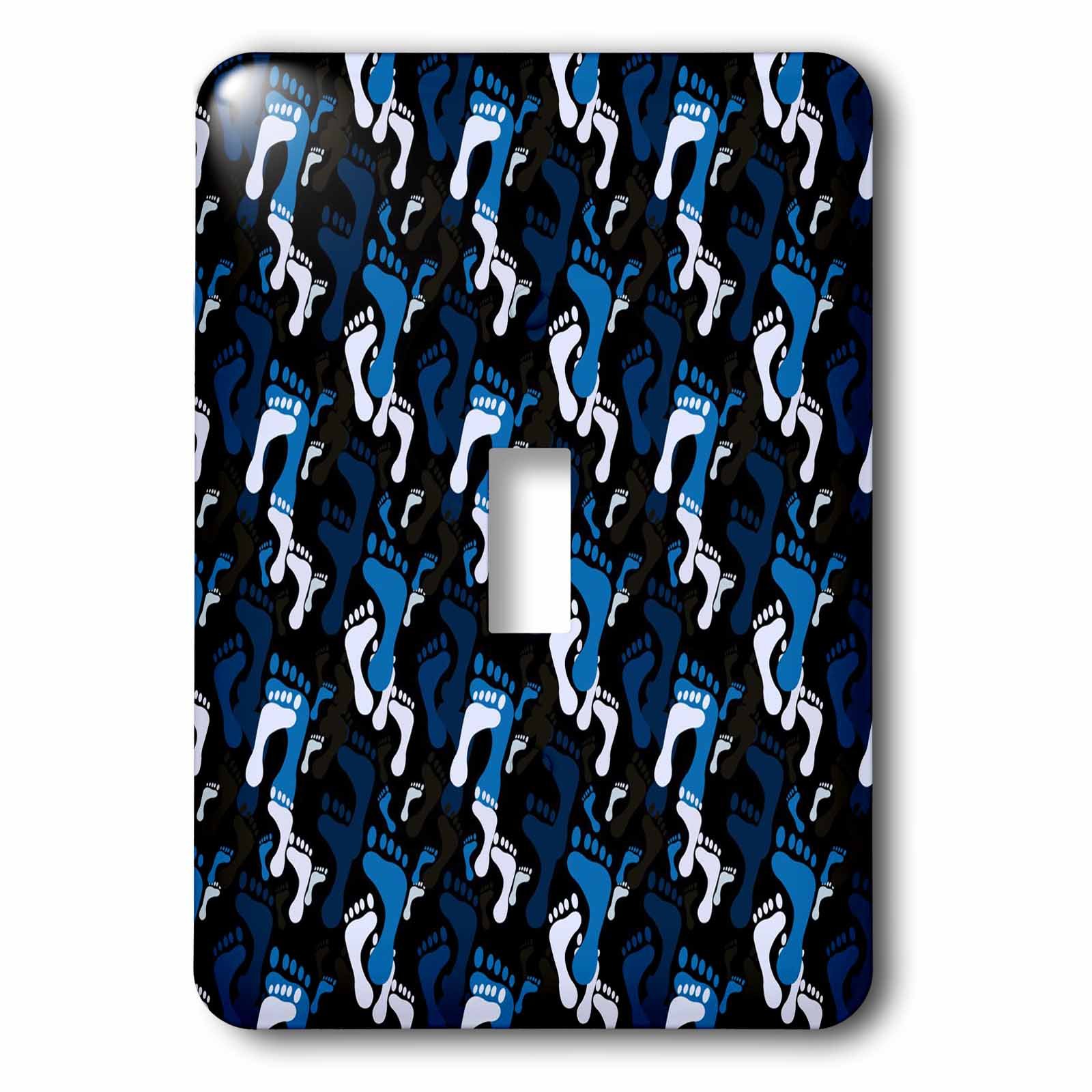 Interrupteur simple bleu à motif pieds 3dRose Lsp_65753_1 décoratif