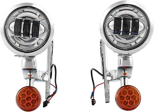 Miniatura 9 de Green-L Soporte de luz antiniebla LED de señal de giro de 4.5 pulgadas para Harley Touring Road King Electra Street Glide (estilo D)