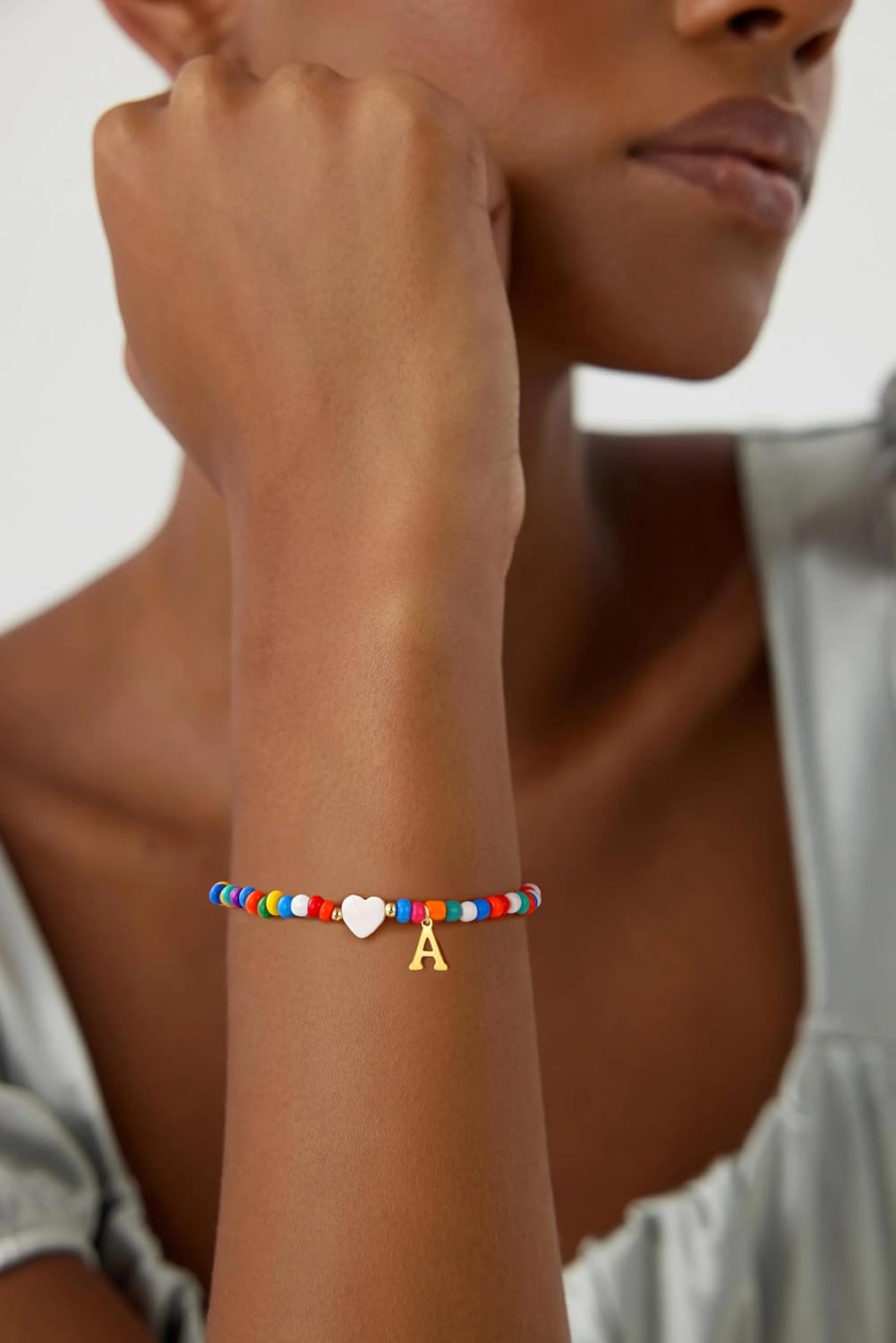 Colorful Beaded Initial Bracelets for Women - Fade-resistant Cute Stretch Beaded Bohemian Initial A-Z Stackable Bracelets Jewelry for Women Birthday Valentine's Day Gift - Image 2