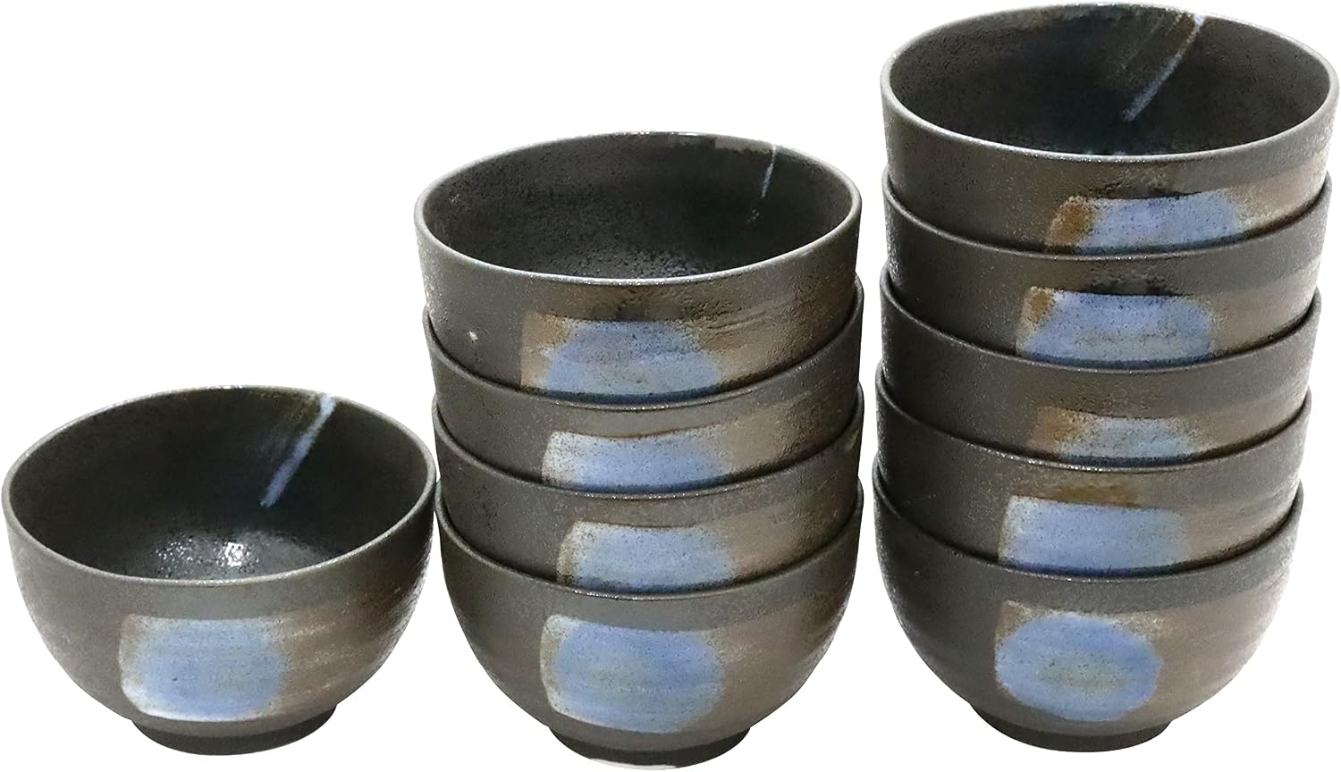 [Amazon.co.jp Exclusive] [Commercial Use] Set of Udon, Buckwheat and Set Meal Shops Classic Kiln Flame White Kiln 5.0 Favorite Bowls 3 Pieces