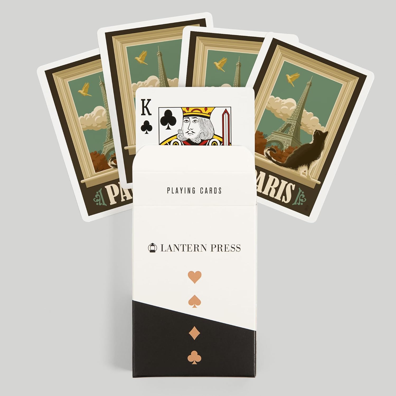 Lantern Press Paris, France, Eiffel Tower and Cat Window, 52 Playing Cards for Adults, Poker Size Card Deck