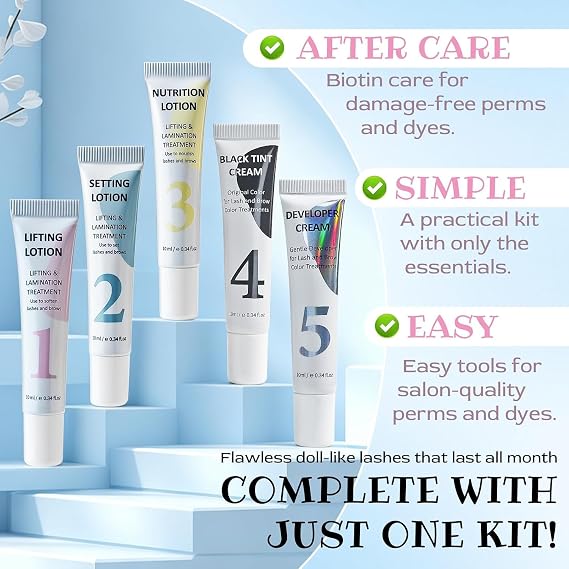Lash Lift and Black Kit, Eyelash Lift and Color Kit for Natural | Korean Lash Lift Kit Strong Hold Lash Lift Glue, Salon Results Beginner-Friendly