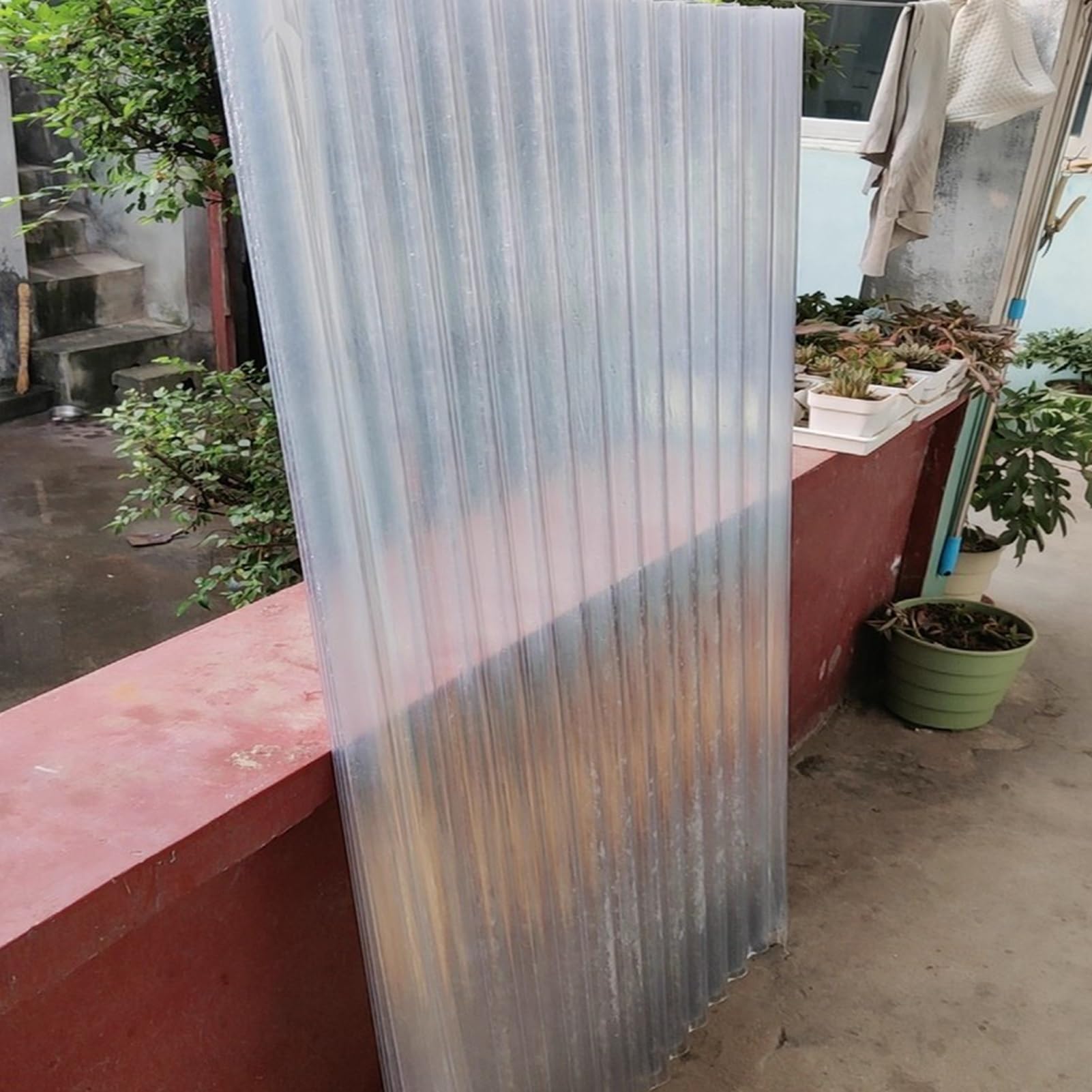 Planchas Transparentes Tejados, Placa Ondulada Tejado a Prueba de Lluvia, Captadores de Luz, Chapa Tejado de Aislamiento, for Invernadero Cochera(4 PCS,0.9x2m/2.95x6.56ft)