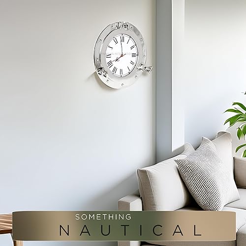 Miniatura 9 de Nagina International Reloj náutico de alta calidad con revestimiento de níquel de aluminio brillante blanco plateado  Decoración de pared de pirata