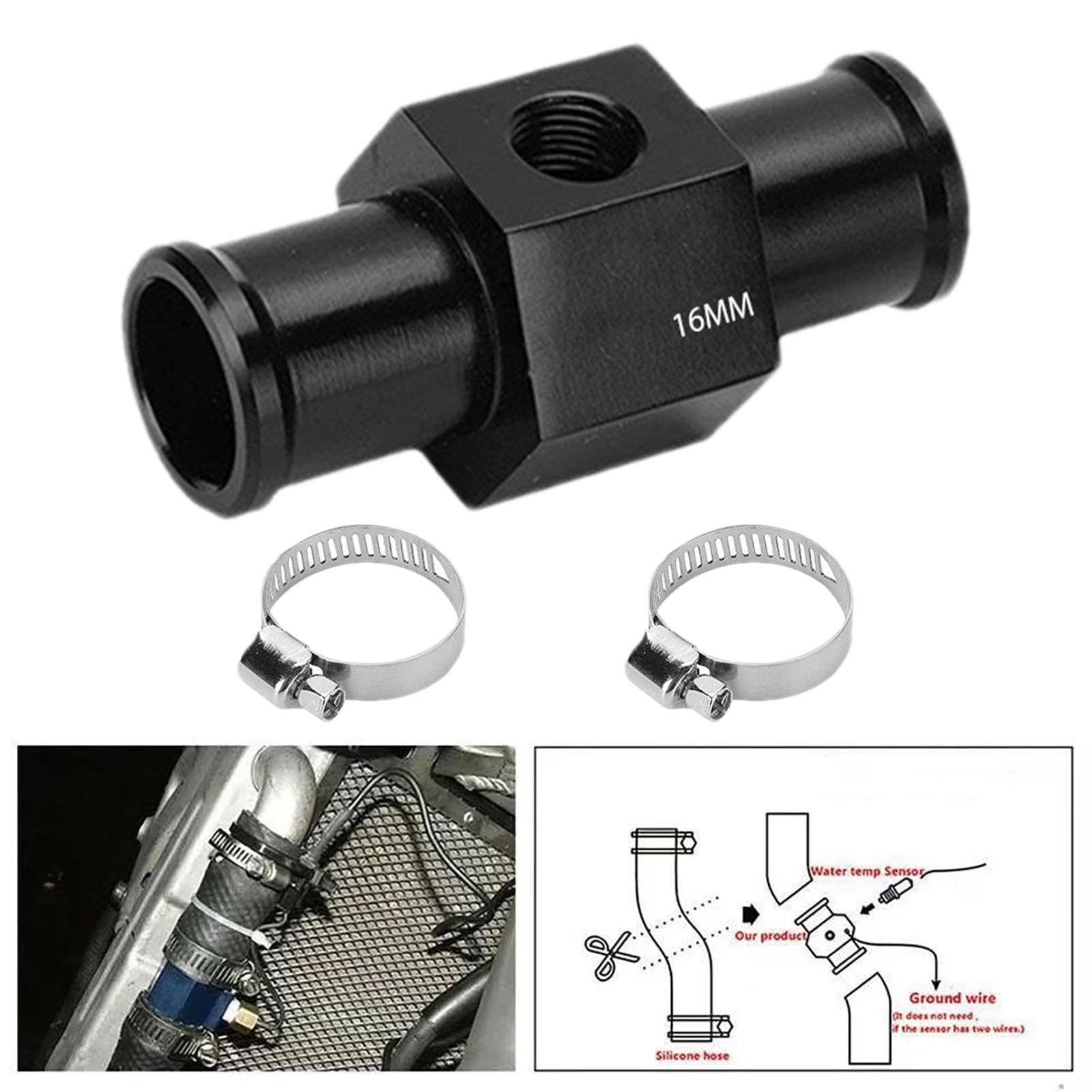 Adattatore Per Sensore Temperatura Acqua - Per Tubo Radiatore 16-24mm - Con 2 Morsetti - In Lega Alluminio - Foto 8