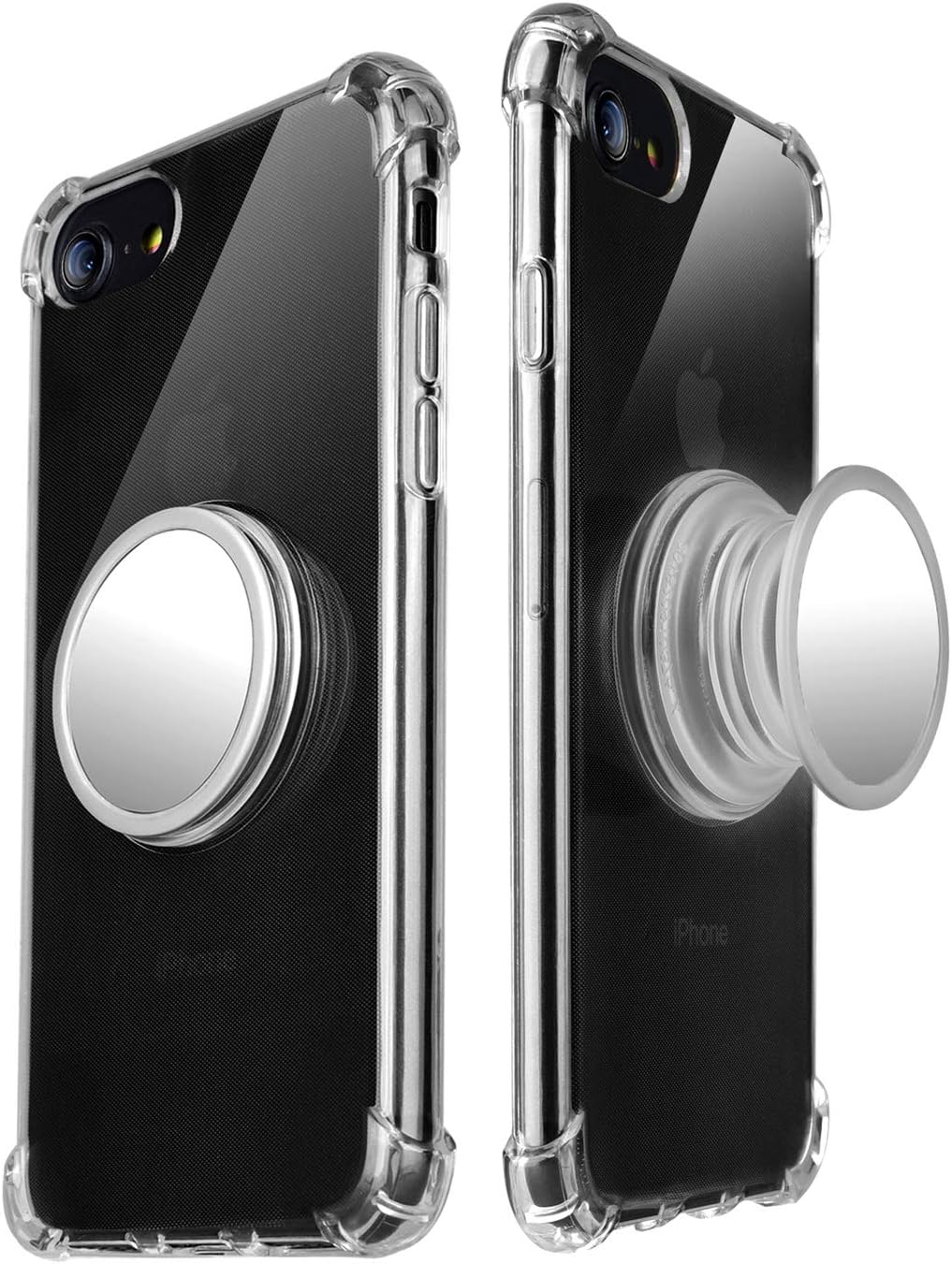Freysite iPhone 7/8 Case with 360° Rotating Round Stand, Compatible with Magnetic Car Anti-Fingerprint Drop-Proof TPU Slim Case for iPhone iPhone 7/8 (Transparent)